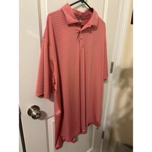 Peter Millar Summer Comfort Polo shirt sz xxl salmon pink with blue stripes guc
